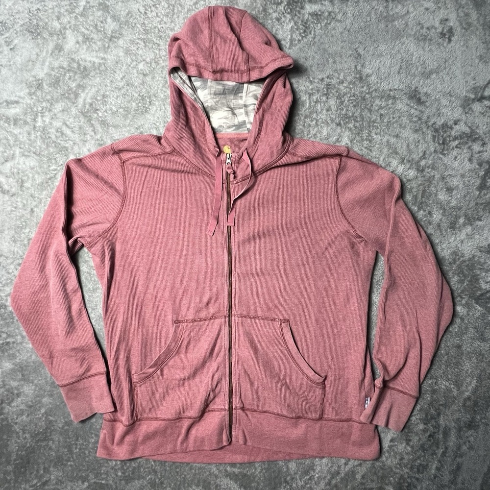 Carhartt Youth Hoodie Unisex Size XL (18-20) Full Zip Red Distressed